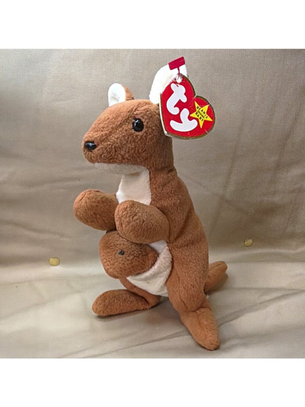 VTG Ty Beanie Babies Original Pouch Kangaroo Beanbag Plush 1996 Stuffed Animal